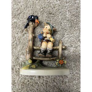 Goebel Hummel Figurine "Mischief Maker" Boy On Fence With Bird #81 Germany Colle